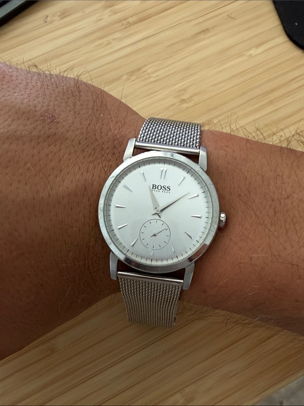 Boss Silver Dial Men's Mesh Bracelet Watch
